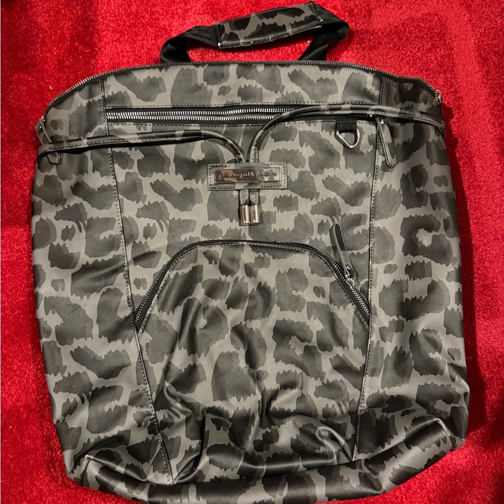 Petunia Pickle Bottom cinch convertible leopard black diaper bag backpack
